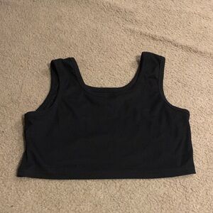 SHEIN Black Ribbed Square Neck Crop Top